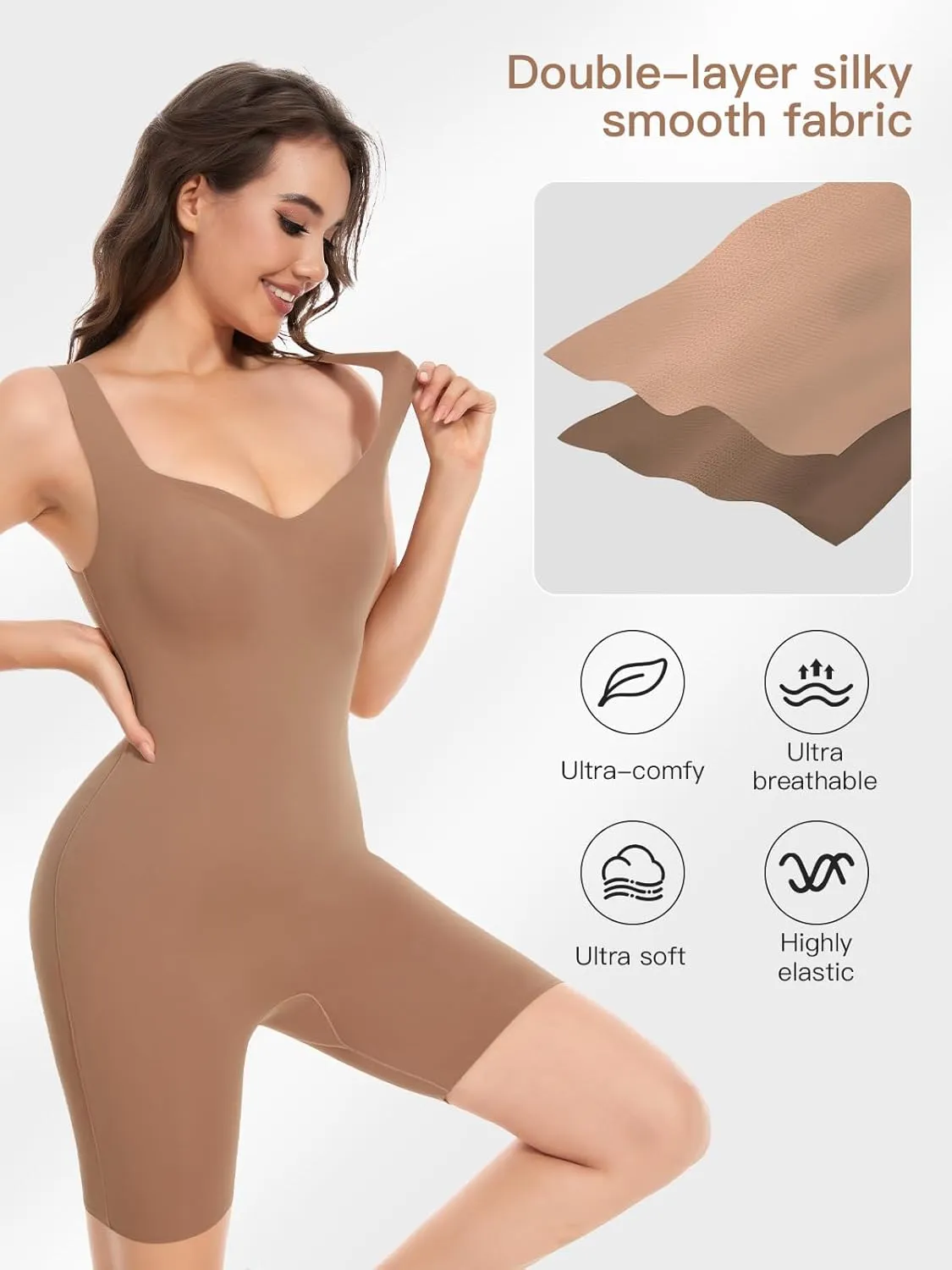 Decorus Bodysuit Shorts Womens Seamless: Workout Romper With Built In Bra Sweetheart Neck - One Piece Shapewear Jumpsuits