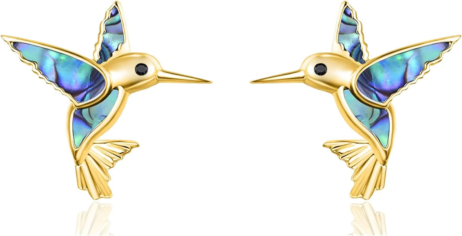 Dreamboat Hummingbird Bird Stud Earrings for Women 925 Sterling Silver Hypoallergenic Hummingbird Jewelry Gifts for Sensitive Ear