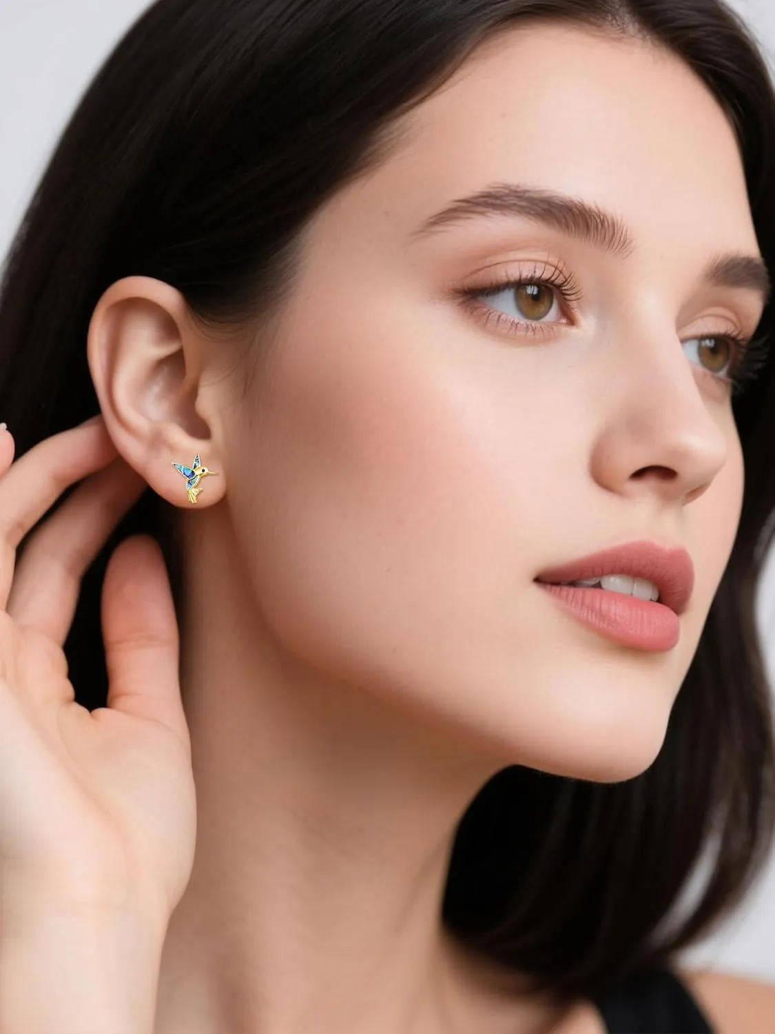 Dreamboat Hummingbird Bird Stud Earrings for Women 925 Sterling Silver Hypoallergenic Hummingbird Jewelry Gifts for Sensitive Ear