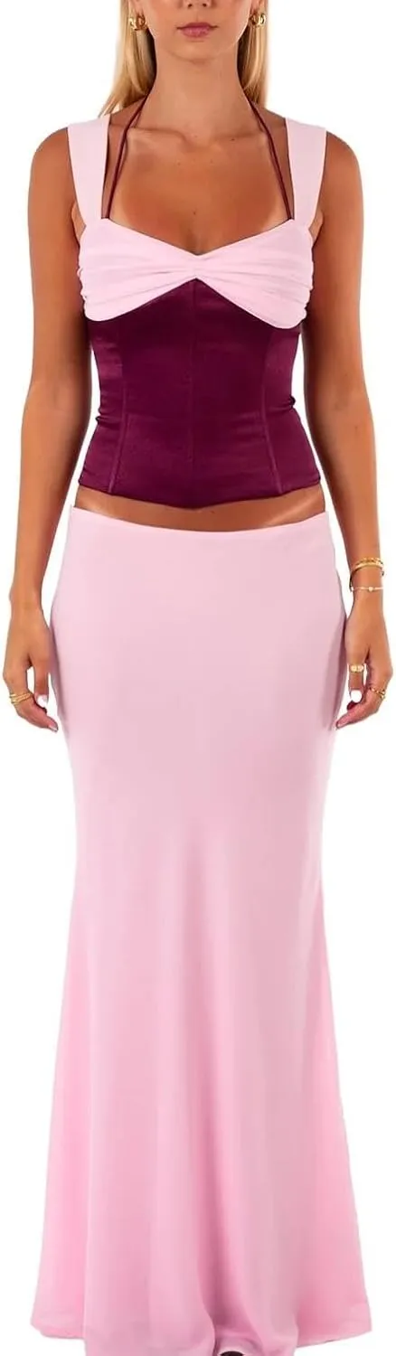 DSORVICD Women Y2k Sleeveless Cami Tank Top Sexy Satin V Neck Camisole Cute Backless Cami Top Summer Going Out Outfits Top