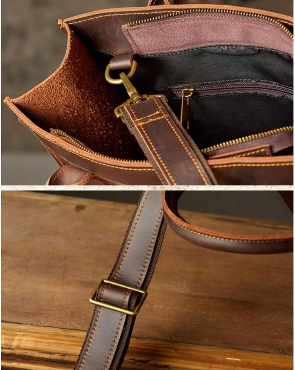 DUSTMAN Business Briefcases Mens Handbags Genuine Leather Carrying Cases Laptop Bags Messenger Shoulder Bags