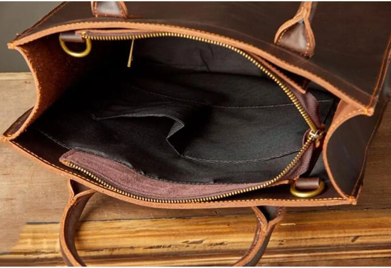 DUSTMAN Business Briefcases Mens Handbags Genuine Leather Carrying Cases Laptop Bags Messenger Shoulder Bags