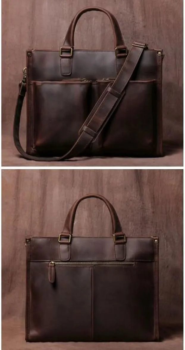 DUSTMAN Business Handbags Briefcases Mens Messenger Shoulder Bags Genuine Leather Carrying Cases Laptop Bags