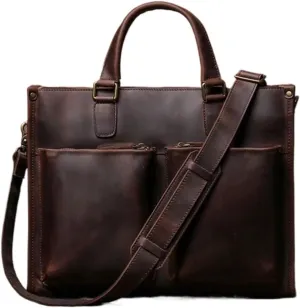 DUSTMAN Business Handbags Briefcases Mens Messenger Shoulder Bags Genuine Leather Carrying Cases Laptop Bags