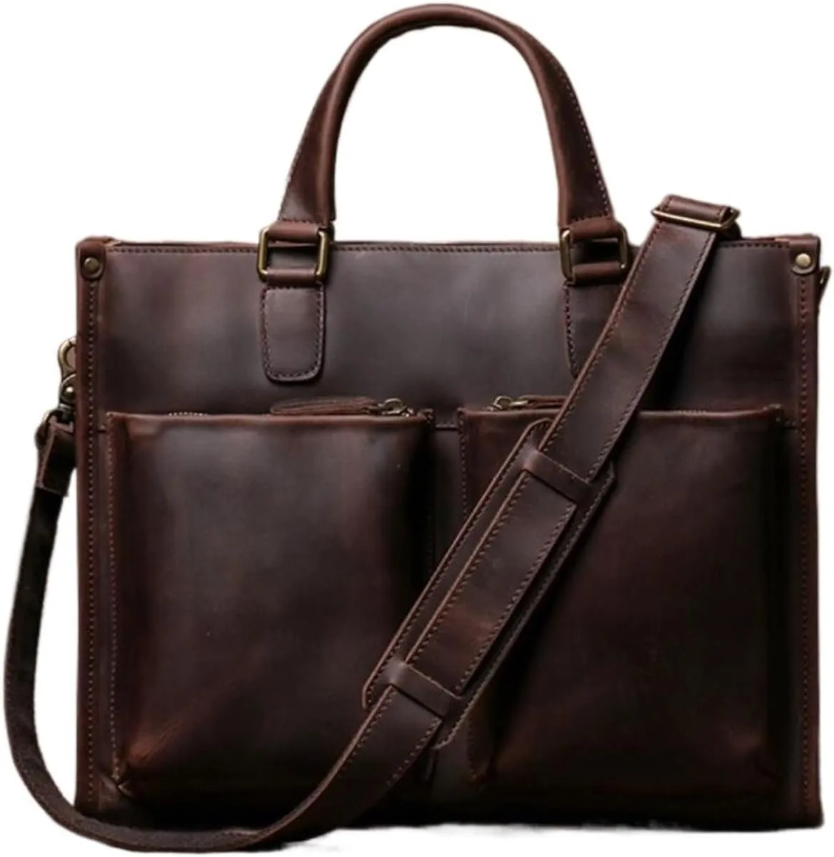 DUSTMAN Business Handbags Briefcases Mens Messenger Shoulder Bags Genuine Leather Carrying Cases Laptop Bags
