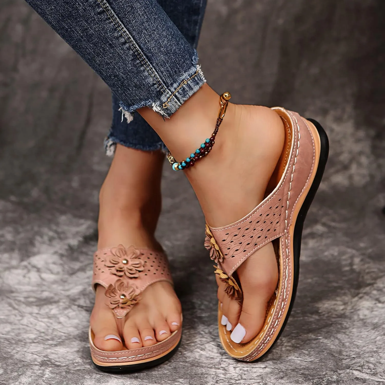 Eduavar Orthopedic Sandals for Women, Black Sandals Women Wide Width Open Toe Sandals Comfy Platform Sandals Travel Shoes