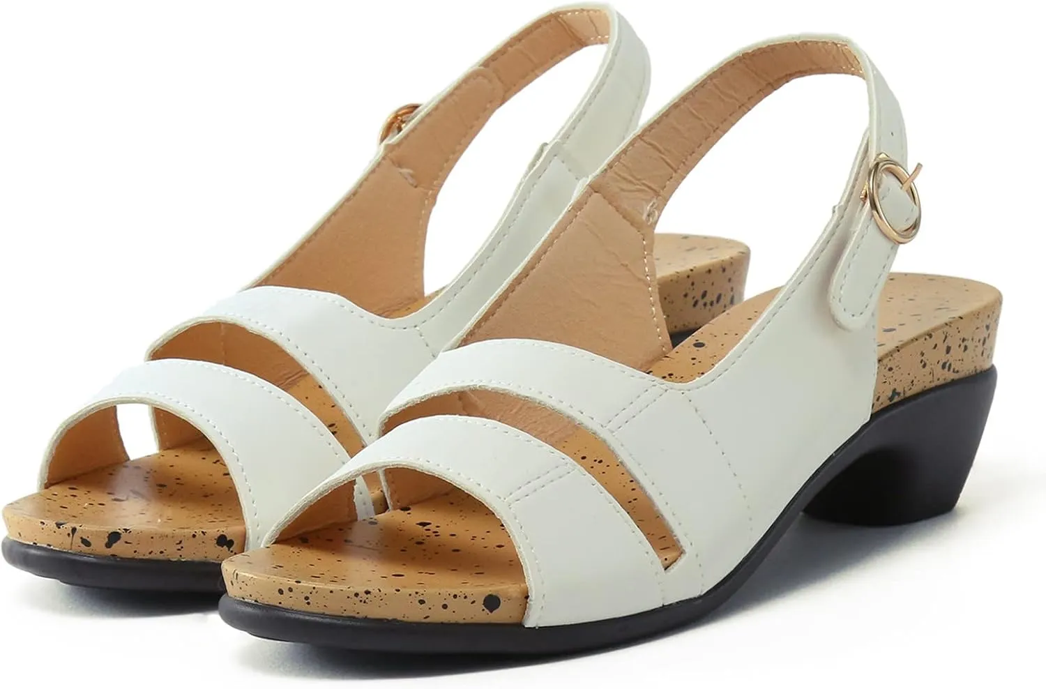 Eduavar Sandals Women, Sandals Women Orthopedic Sandals Dressy Open Toe Low Heel Sandals with Ankle Strap