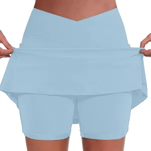 Elastic Yoga Skorts for Women Solid Color Athletic Gym Tennis Shorts Lightweight Tummy Control Floral Print 2025