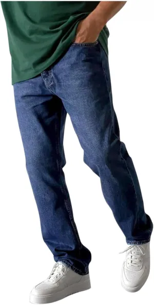 evzosrz Men's Straight Jeans Casual Elastic Waist Pants Denim Slim Fit Straight Sweatpant Regular Jeans Trousers Streetwear