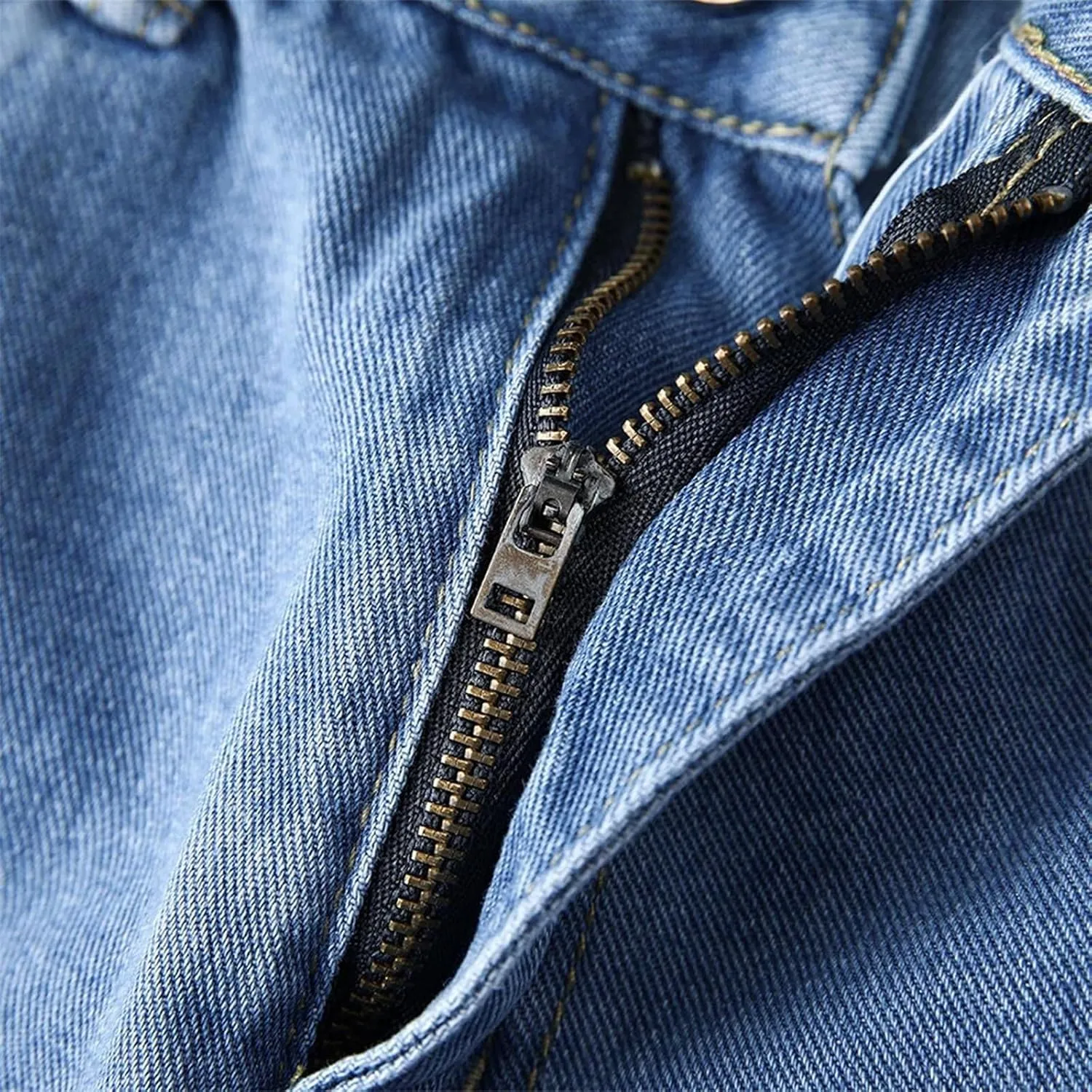 evzosrz Men's Straight Jeans Casual Elastic Waist Pants Denim Slim Fit Straight Sweatpant Regular Jeans Trousers Streetwear