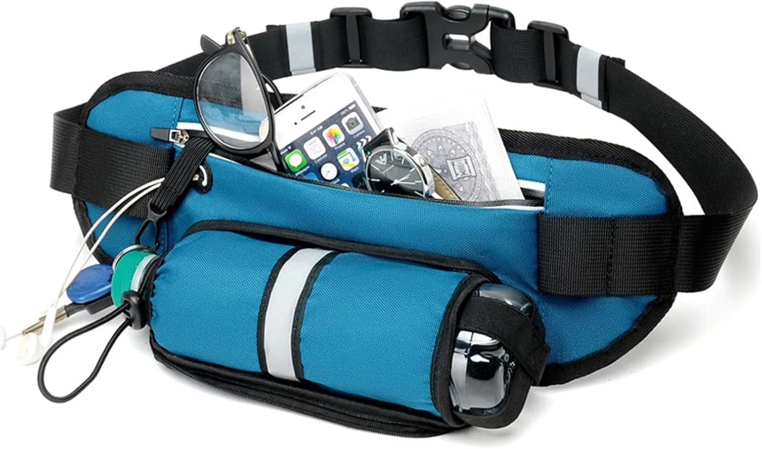 Fanny Pack Portable Dog Walking Bag for Men Women, Sports Waist Pack, Carrying All Phones, Keys, Wallets, Water Bottles, ETC., with Hooks and Waterproof Zippers (Sapphire Color)