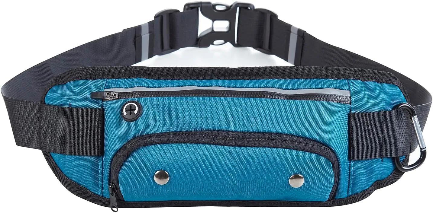 Fanny Pack Portable Dog Walking Bag for Men Women, Sports Waist Pack, Carrying All Phones, Keys, Wallets, Water Bottles, ETC., with Hooks and Waterproof Zippers (Sapphire Color)