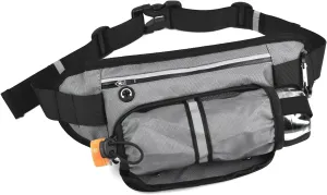 Fanny Pack Portable Dog Walking Bag for Men Women, Sports Waist Pack, Carrying All Phones, Keys, Wallets, Water Bottles, ETC., with Hooks and Waterproof Zippers (Steel Gray)