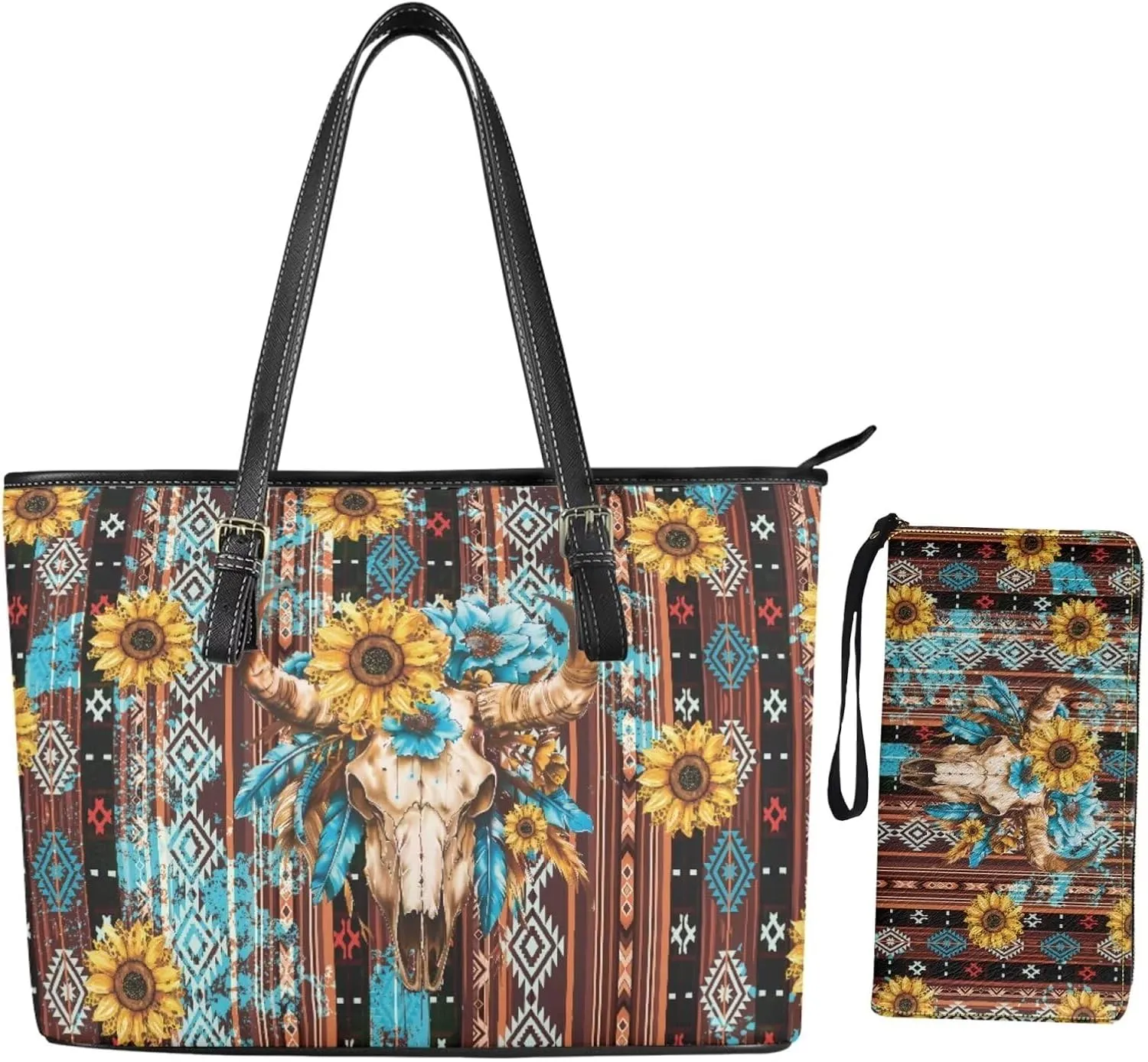 Fashion Purses and Wallets Set for Women 2 Piece Tote Bag Large Capacity Travel Totes