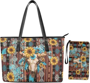 Fashion Purses and Wallets Set for Women 2 Piece Tote Bag Large Capacity Travel Totes