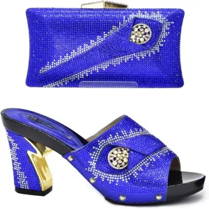 Flash diamond chunky heels with clutch bag European and American non-dinner clutch bag casual