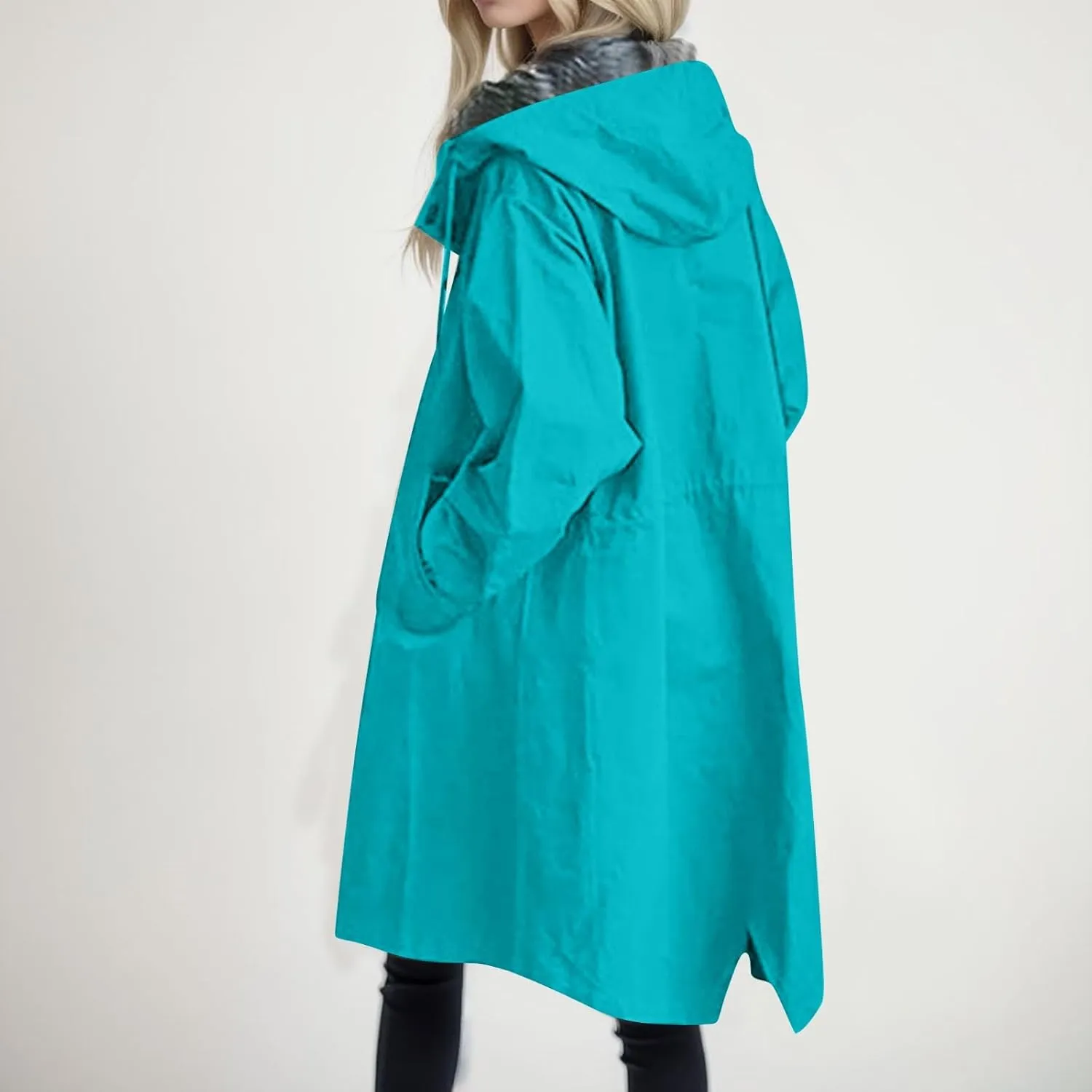 Fleece Jackets for Women Casual Fall Zip Up Light Coat Warm Mid Length Soft Cardigans Oversized Baggy Biker Coat Cozy