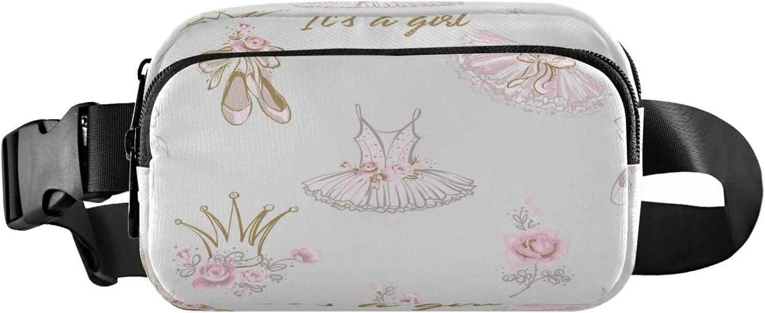 Flowers Ballet Belt Bag for Women Men Fanny Pack Small Waist Pouch Crossbody Bags for Outdoor Hiking Running Travel