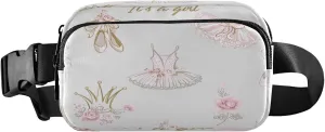 Flowers Ballet Belt Bag for Women Men Fanny Pack Small Waist Pouch Crossbody Bags for Outdoor Hiking Running Travel