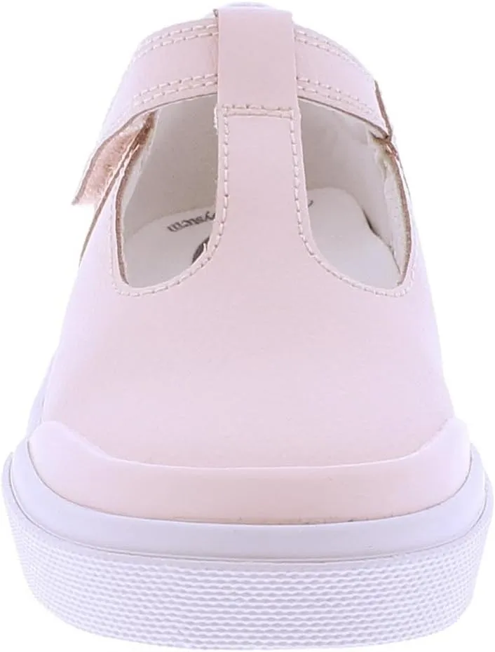 FOOTMATES Drew Mary Jane Flat T-Strap Girls Canvas Walking Sneakers with Custom-Fit Insoles, Slip-Resistant Vulcanized Outsoles