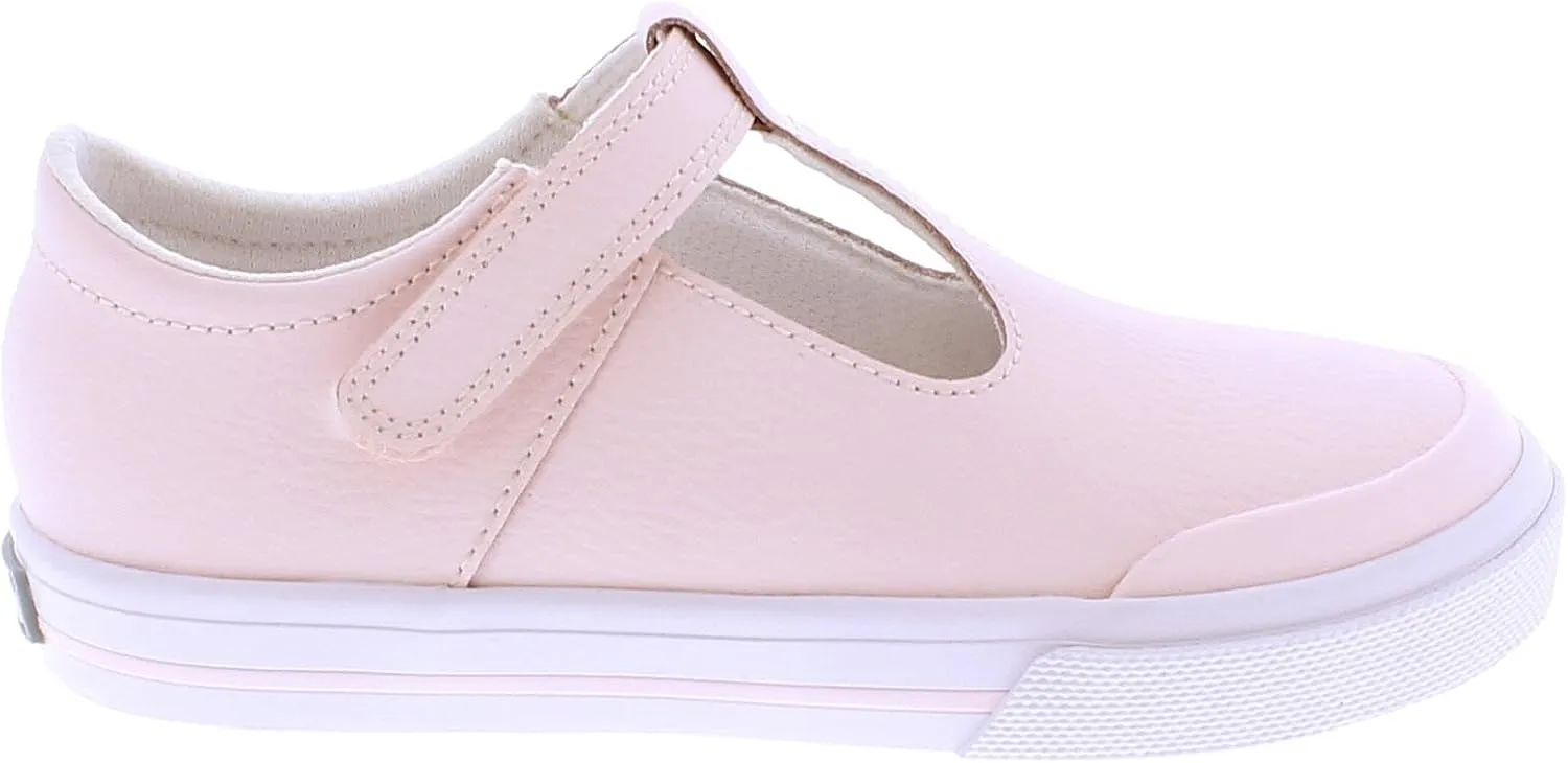 FOOTMATES Drew Mary Jane Flat T-Strap Girls Canvas Walking Sneakers with Custom-Fit Insoles, Slip-Resistant Vulcanized Outsoles