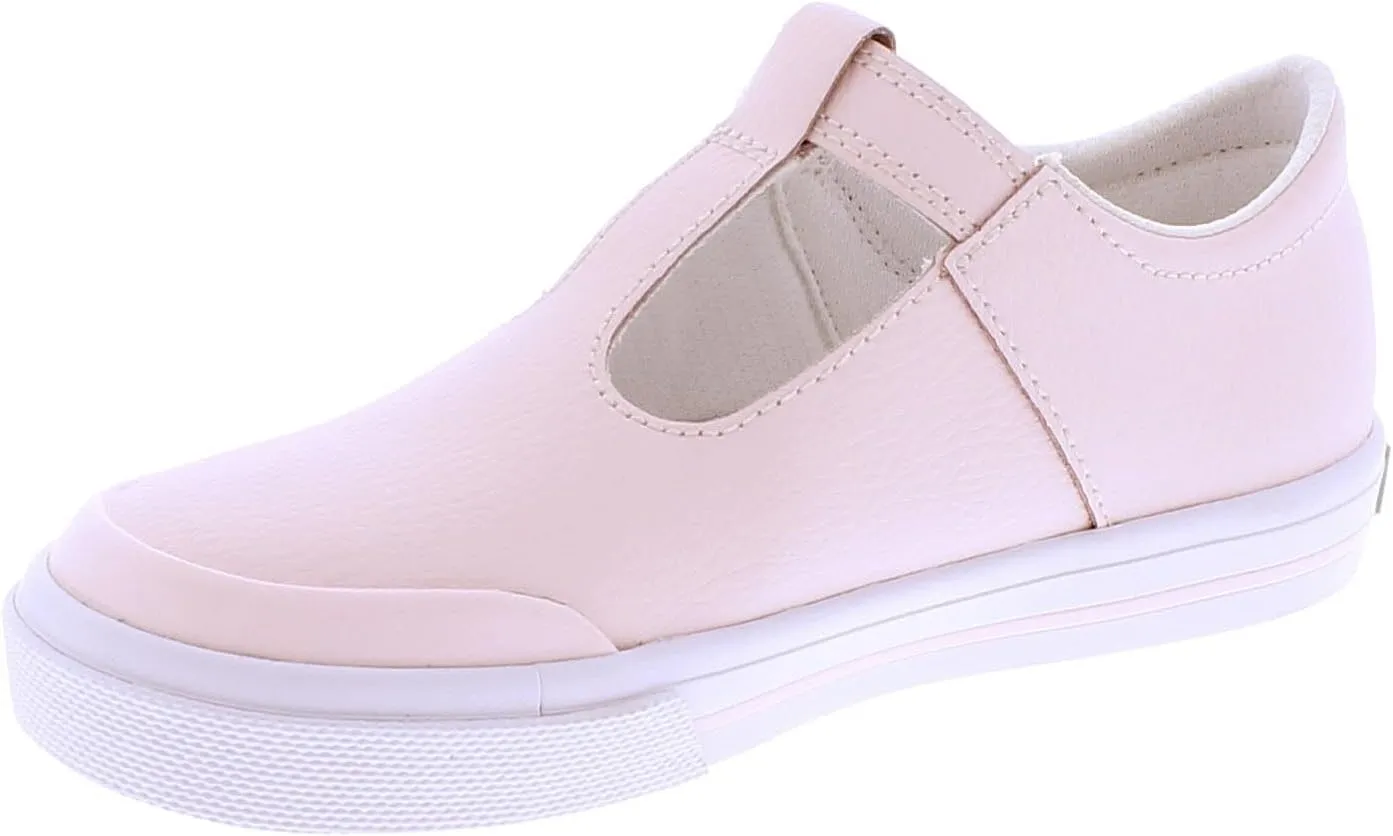 FOOTMATES Drew Mary Jane Flat T-Strap Girls Canvas Walking Sneakers with Custom-Fit Insoles, Slip-Resistant Vulcanized Outsoles