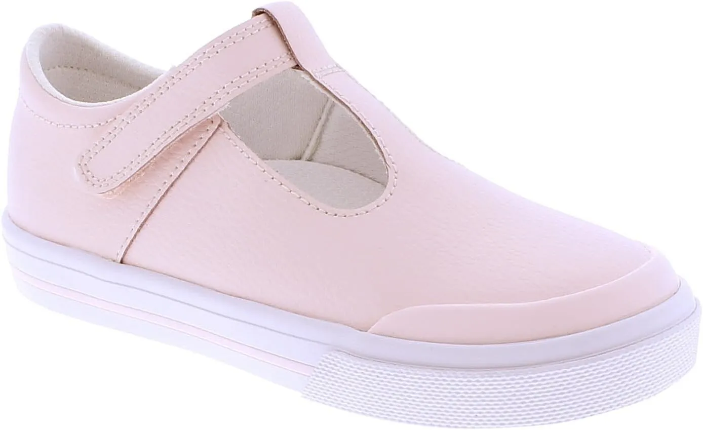 FOOTMATES Drew Mary Jane Flat T-Strap Girls Canvas Walking Sneakers with Custom-Fit Insoles, Slip-Resistant Vulcanized Outsoles