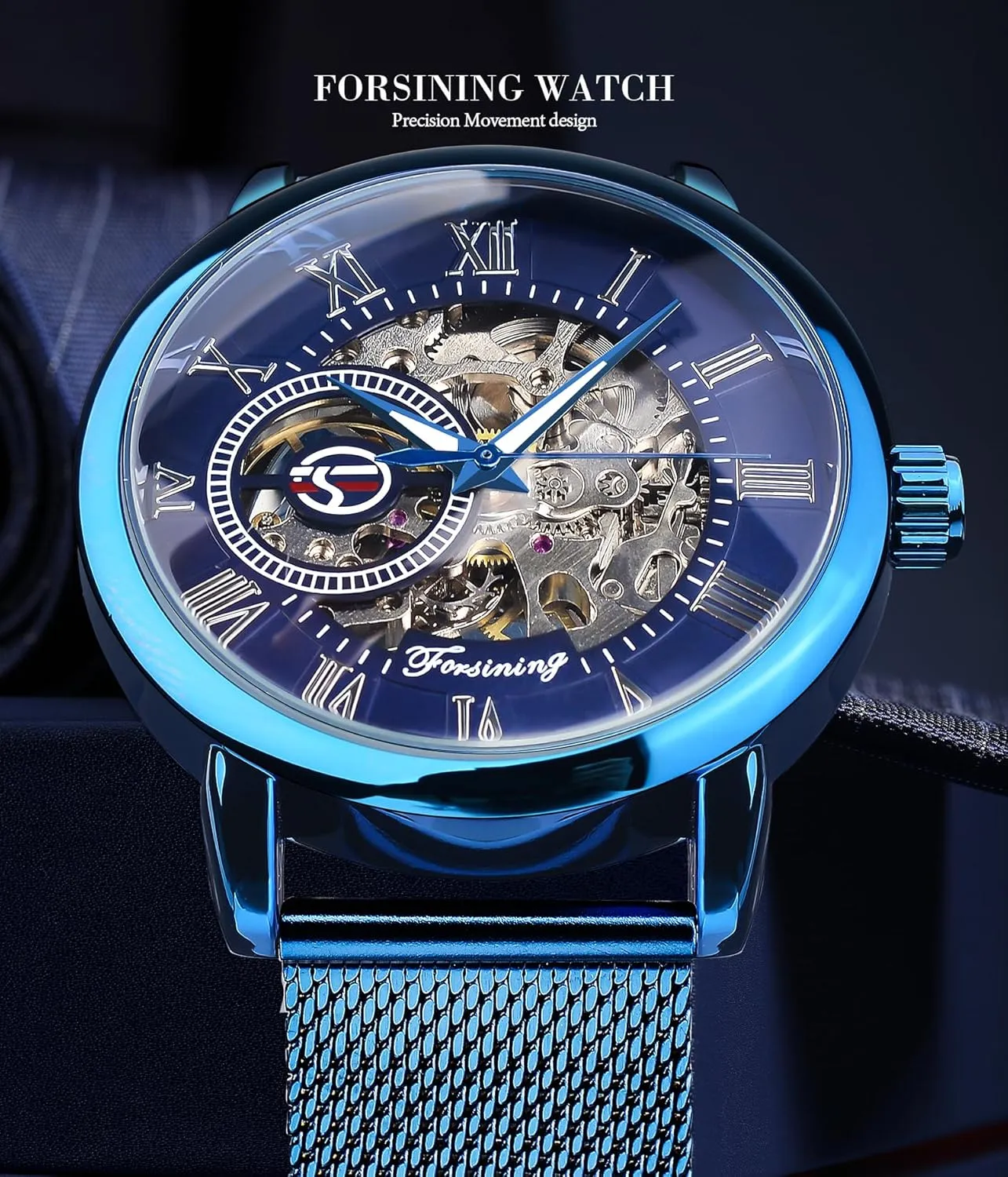 FORSINING Men's Skeleton Watch Steampunk Watch Black Mechanical Watch for Men Minimalist Retro Design Mechanical Skeleton Wrist Watch Transparent