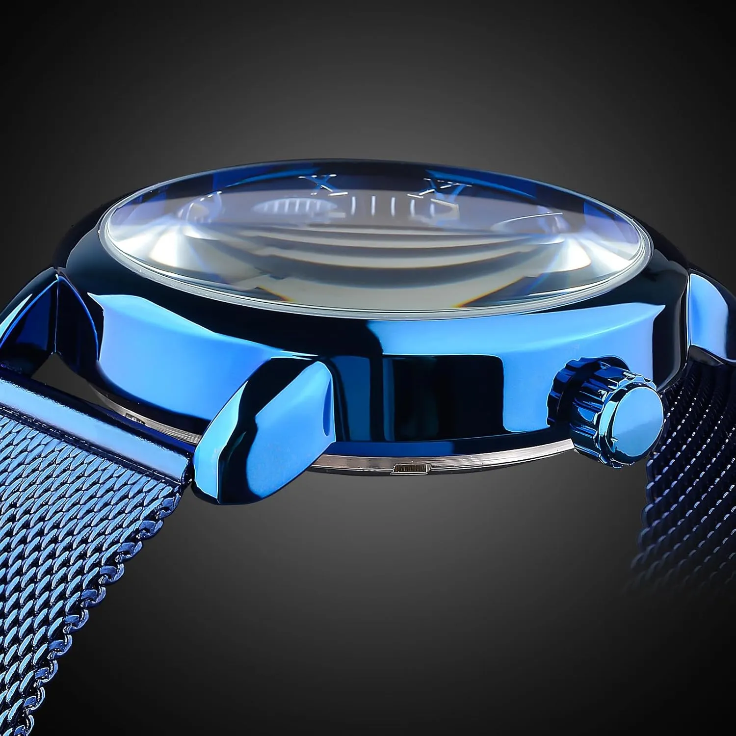 FORSINING Men's Skeleton Watch Steampunk Watch Black Mechanical Watch for Men Minimalist Retro Design Mechanical Skeleton Wrist Watch Transparent
