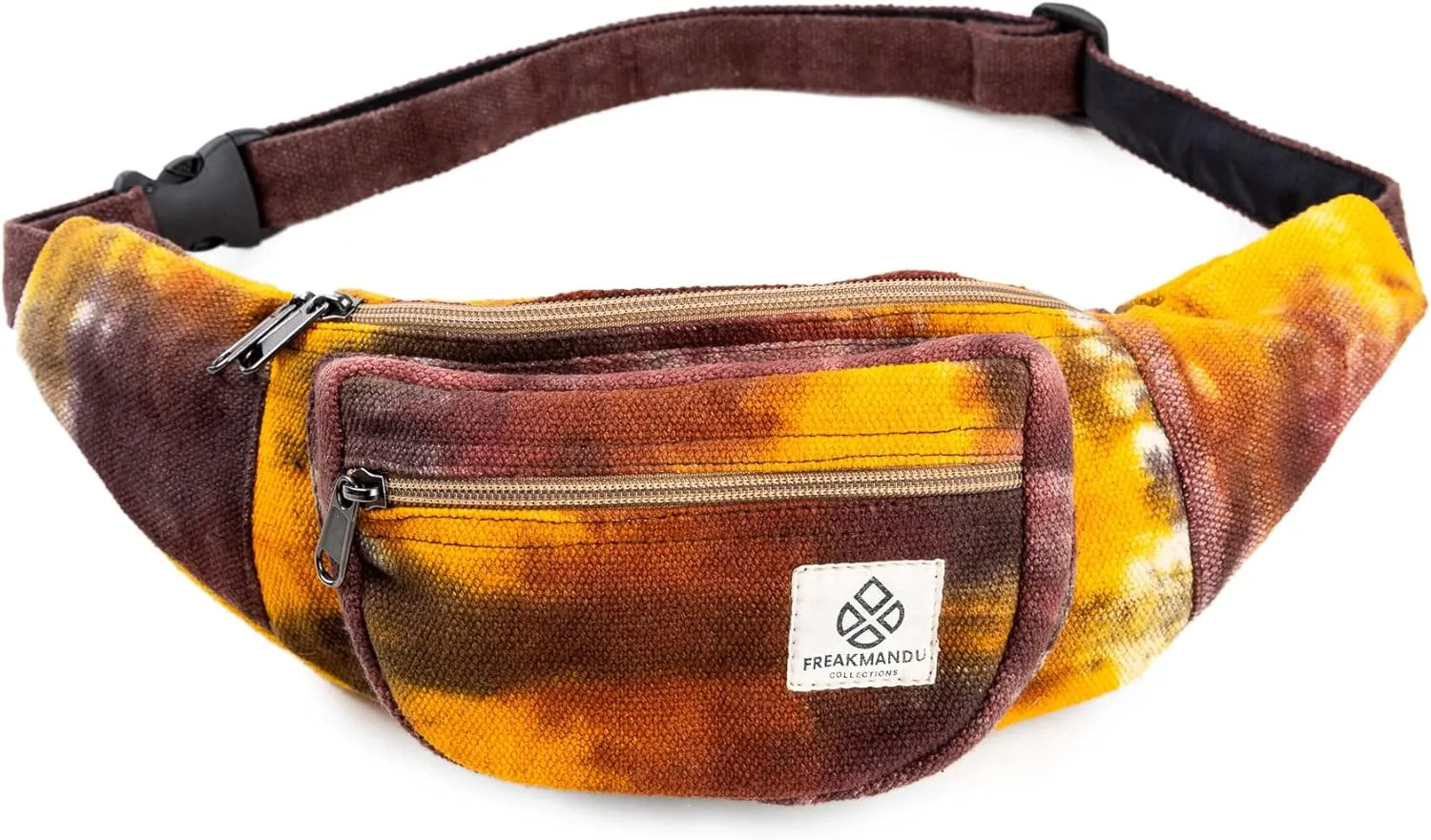 Freakmandu Eco-Friendly Boho Hippie Style Hemp Fanny Pack Hip Waist Bag for Hiking Running Jogging (Fall Magic)