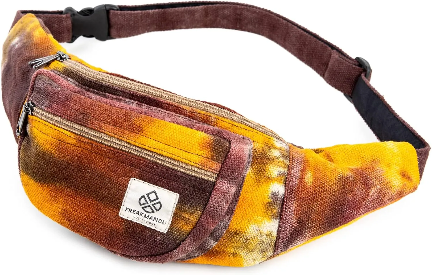 Freakmandu Eco-Friendly Boho Hippie Style Hemp Fanny Pack Hip Waist Bag for Hiking Running Jogging (Fall Magic)