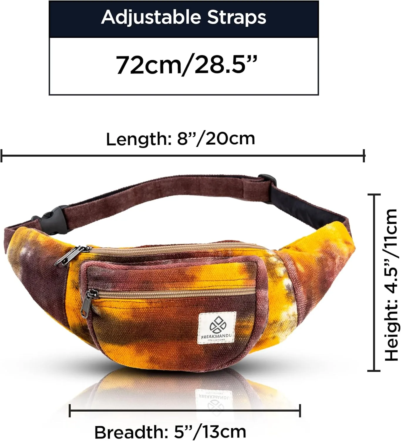 Freakmandu Eco-Friendly Boho Hippie Style Hemp Fanny Pack Hip Waist Bag for Hiking Running Jogging (Fall Magic)