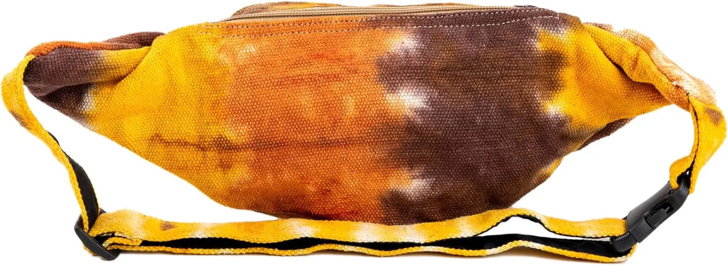 Freakmandu Eco-Friendly Boho Hippie Style Hemp Fanny Pack Hip Waist Bag for Hiking Running Jogging (Fall Magic)