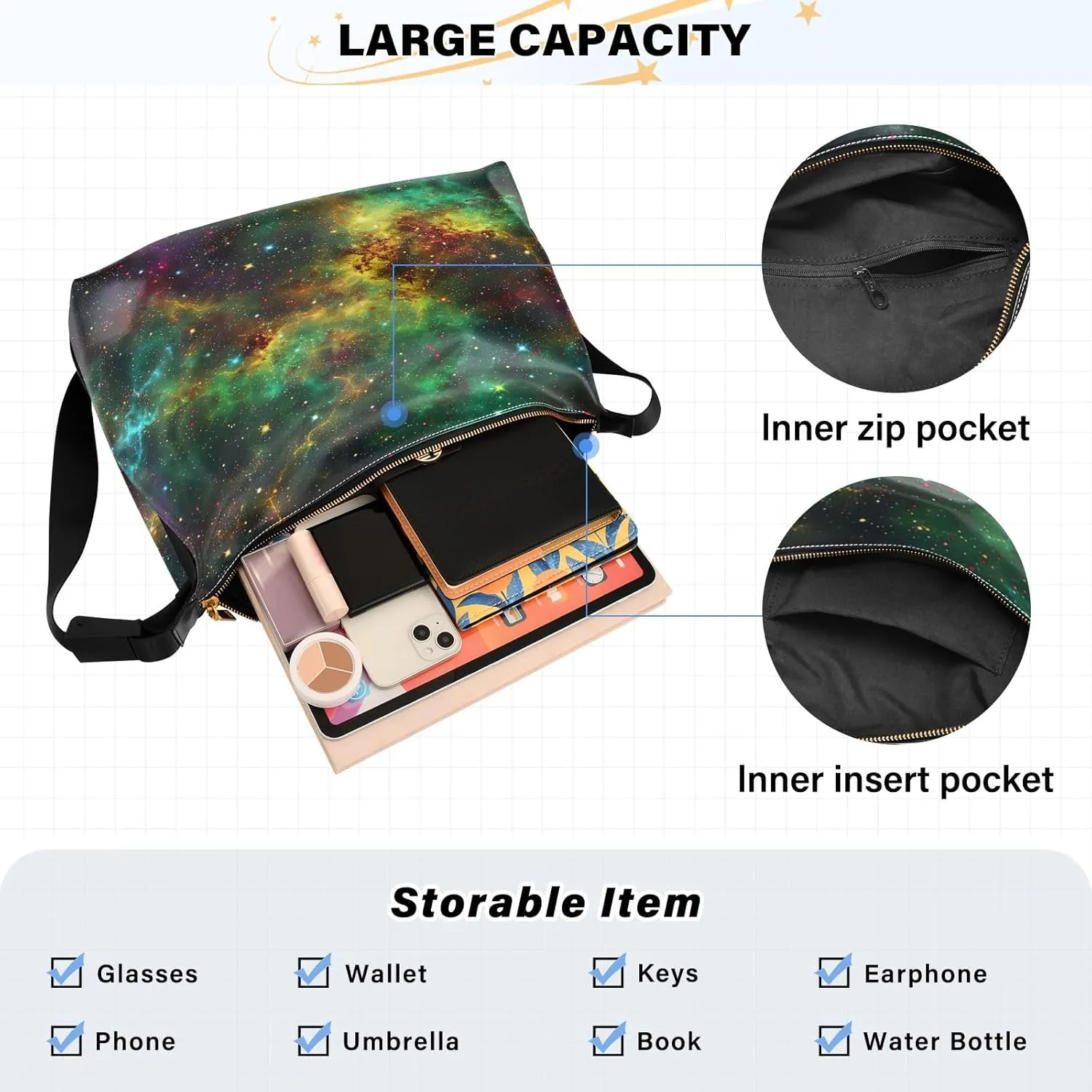 GAIGEO Pineapple Womens Shoulder Bags Crossbody, Vegan Crossbody Bag, Wide Strap Crossbody Bag