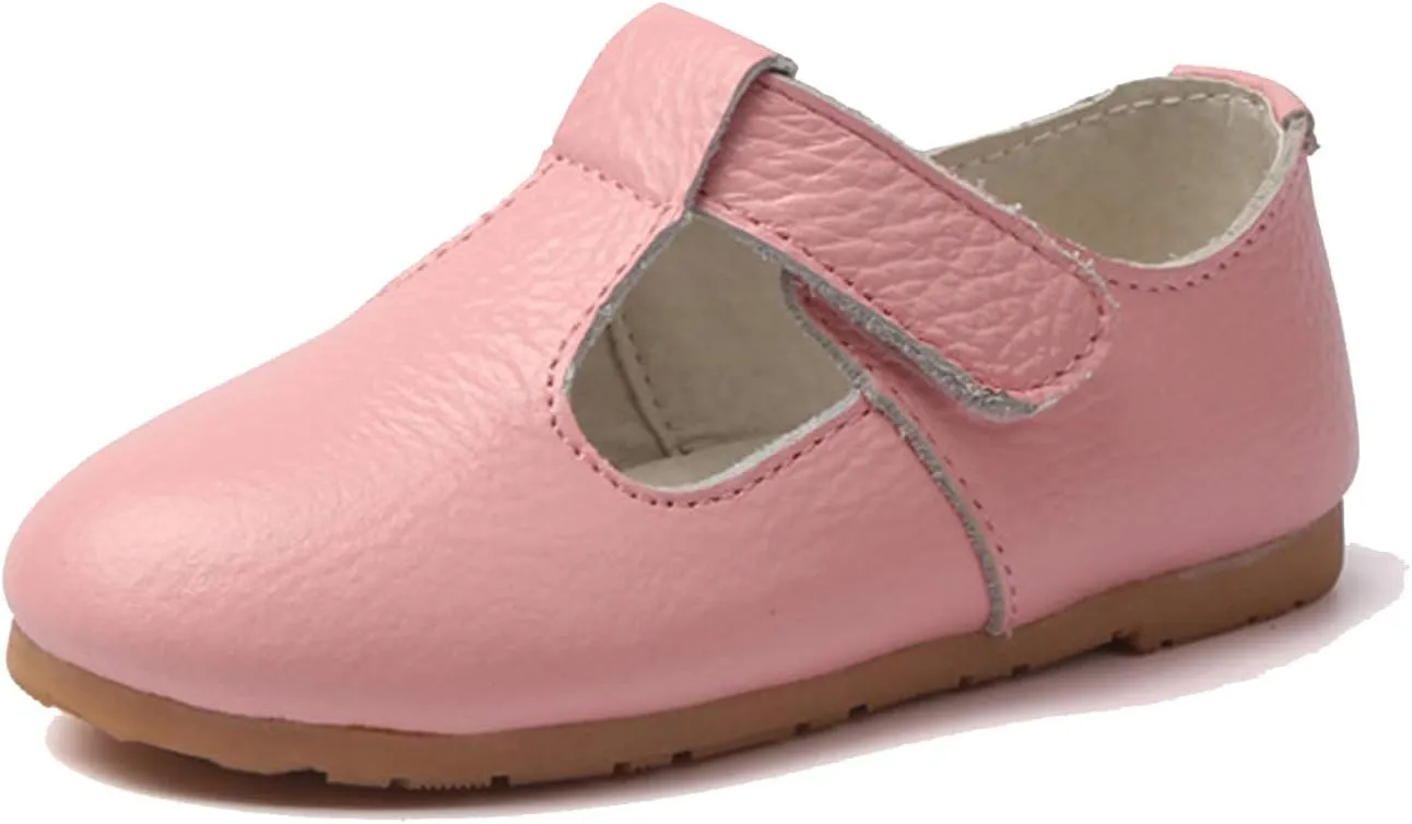 Girls?? Cute Soft Leather T-Strap Oxfords Shoes Sweet Mary Jane Flats Pink Size 8.5M