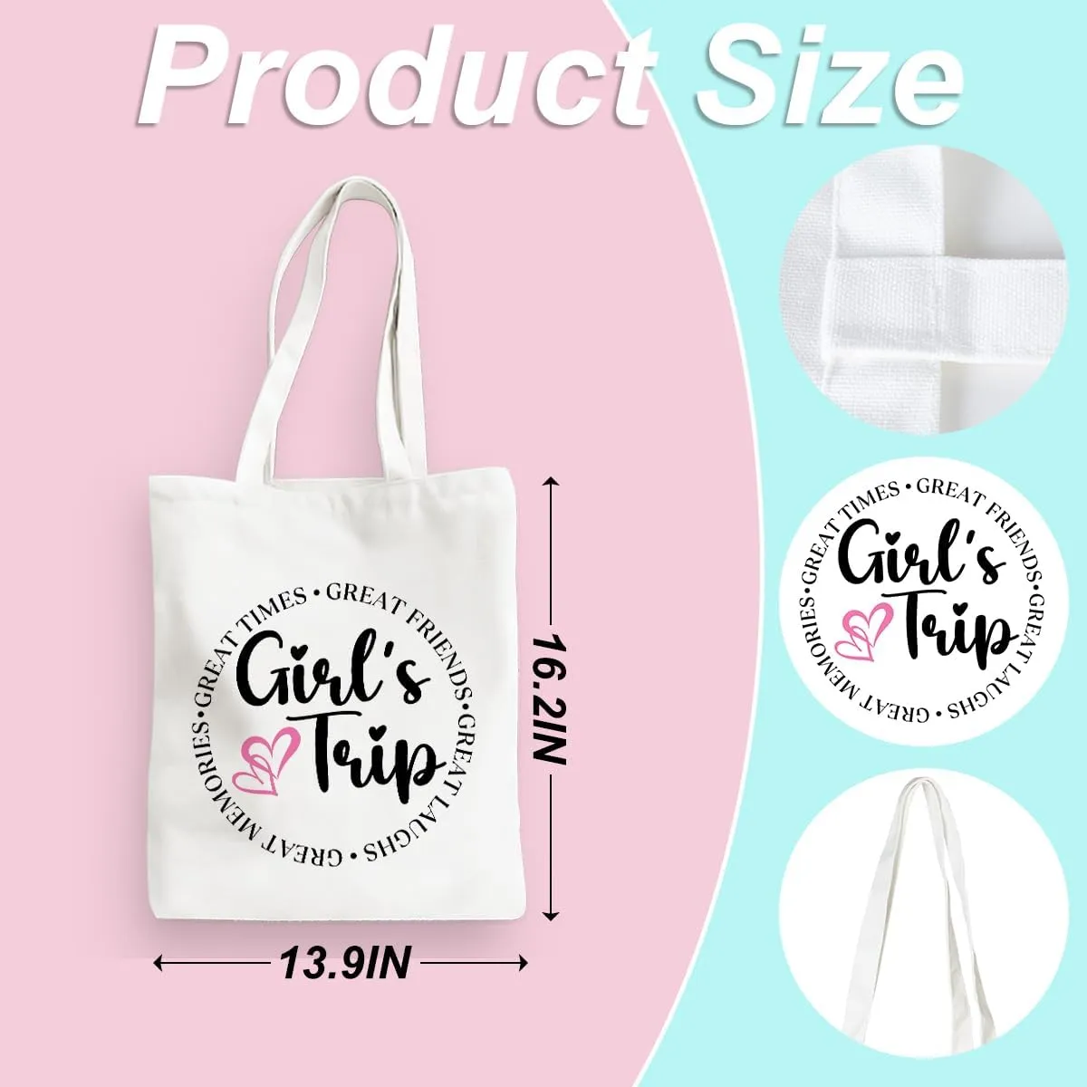 Girls Trip Gifts Tote Bag for Women's Weekend & Beach Trips