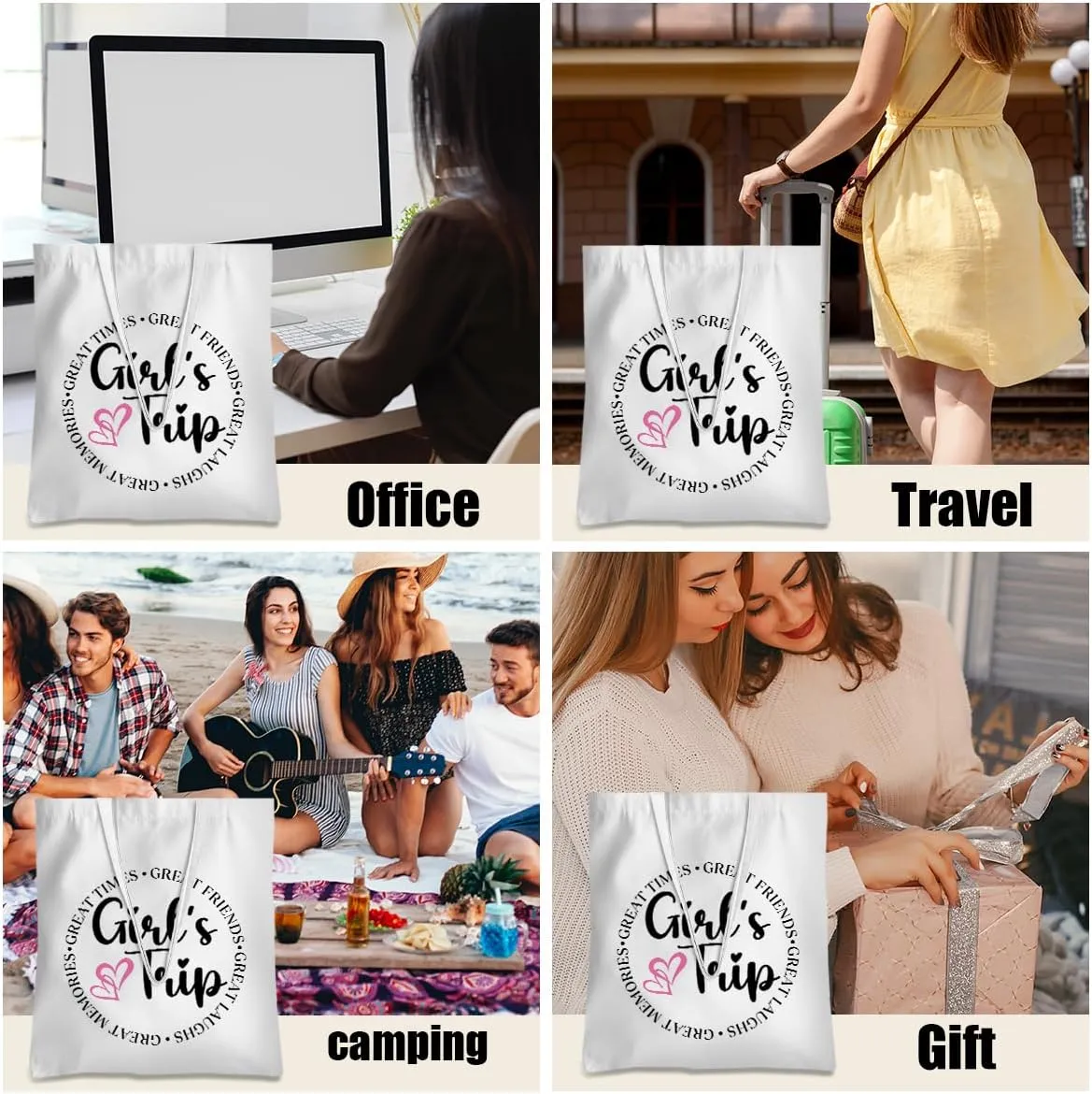 Girls Trip Gifts Tote Bag for Women's Weekend & Beach Trips