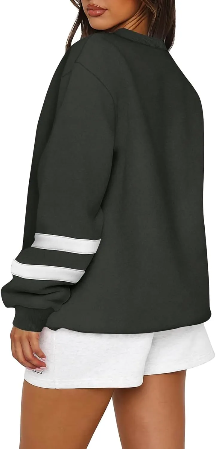GOFULY Crewneck Sweatshirts Women Plus Size Oversized Fall Winter Pullover Long Sleeve Solid Sweatshirts Casual Shirts