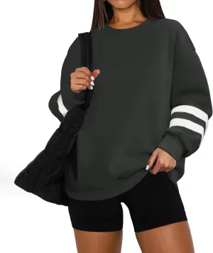 GOFULY Crewneck Sweatshirts Women Plus Size Oversized Fall Winter Pullover Long Sleeve Solid Sweatshirts Casual Shirts