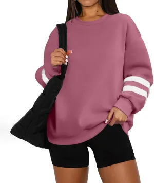 GOFULY Crewneck Sweatshirts Women Plus Size Oversized Fall Winter Pullover Long Sleeve Solid Sweatshirts Casual Shirts
