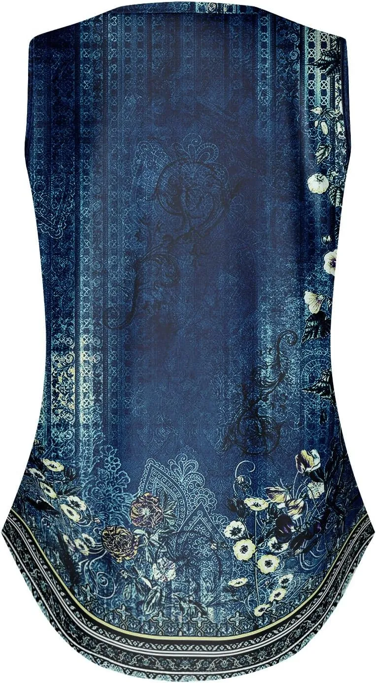 GOFULY Tank Top for Women Dressy V Neck Tops Loose Fit Sleeveless Floral Print Shirts Dressy Casual Summer 2025 Blouses