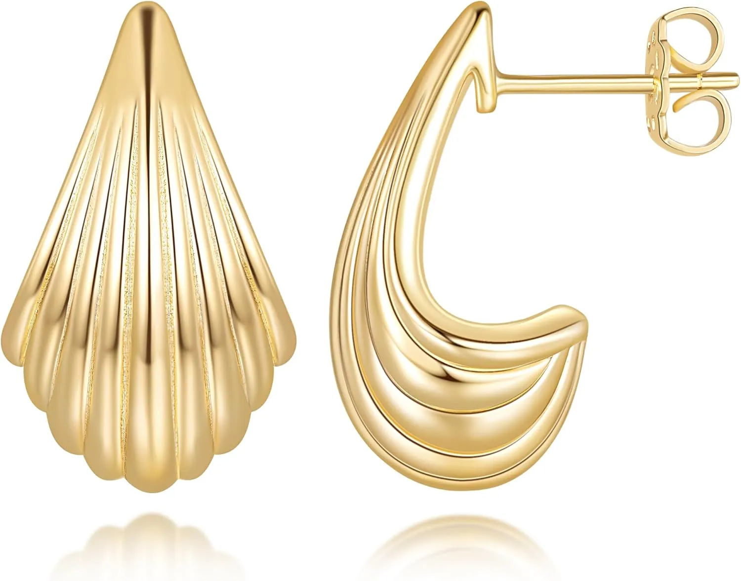 Gold Earrings 14K Gold Hoop Earrings for Women Studs Shell-Inspired Style That Stands Out Shell Stud Earring for Women