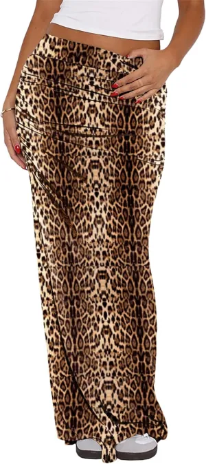 Hafailia Maxi Skirts for Women - Casual Ruched Y2K Low Rise Elastic Waist Long Bodycon Skirt 2025