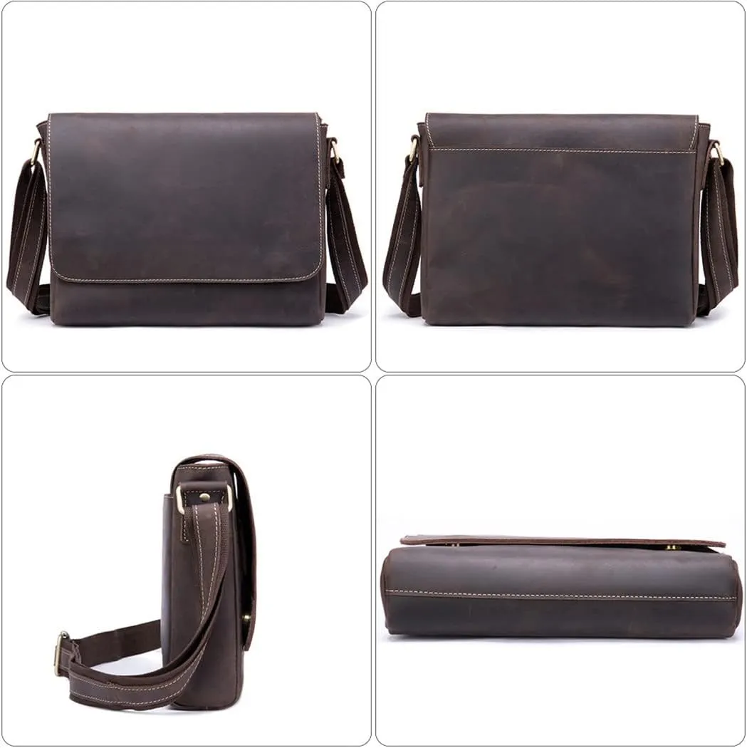 Haitpant Men's Crazy Horse Leather Briefcases Laptop Bag Office Bags Messenger Bags Leather Computer Bags