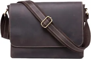 Haitpant Men's Crazy Horse Leather Briefcases Laptop Bag Office Bags Messenger Bags Leather Computer Bags