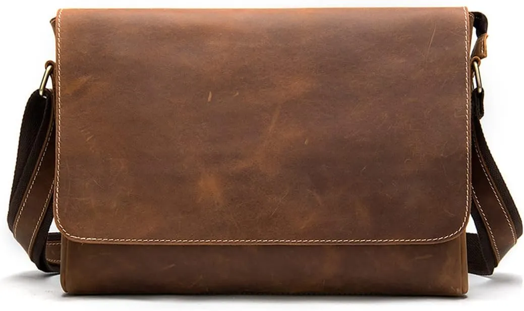 Haitpant Men's Crazy Horse Leather Briefcases Laptop Bag Office Bags Messenger Bags Leather Computer Bags