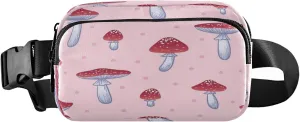 Hand Drawn Mushroom Red Belt Bag for Women Men Fanny Pack Small Waist Pouch Crossbody Bags for Outdoor Hiking Running Travel