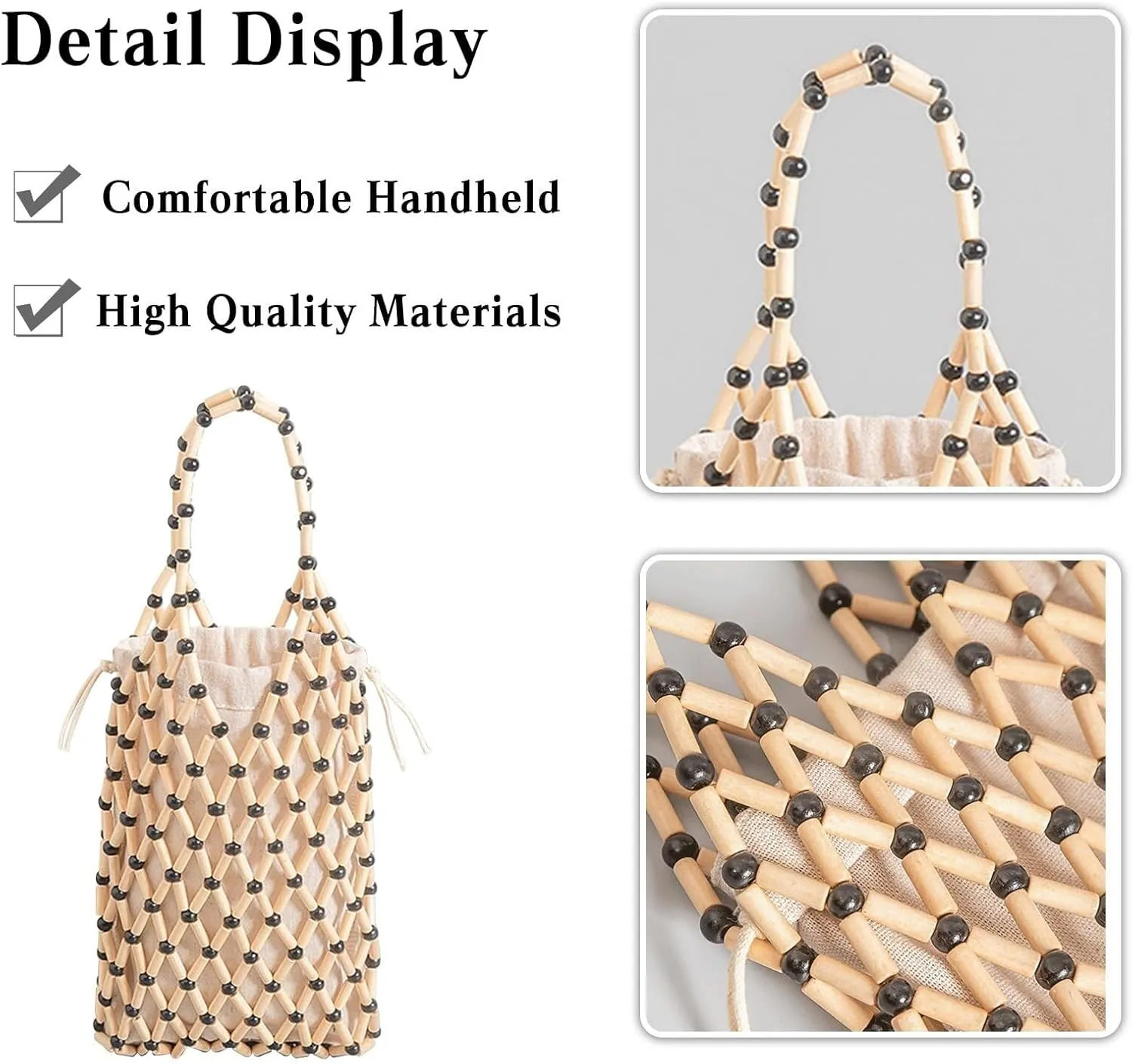 Handmade Woven Bucket Drawstring Handbag Summer Beach Bohemian Clutch Retro Top-handle Women Mini Tote