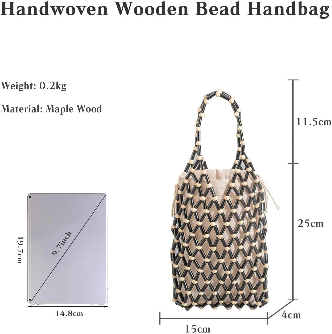 Handmade Woven Bucket Drawstring Handbag Summer Beach Bohemian Clutch Retro Top-handle Women Mini Tote