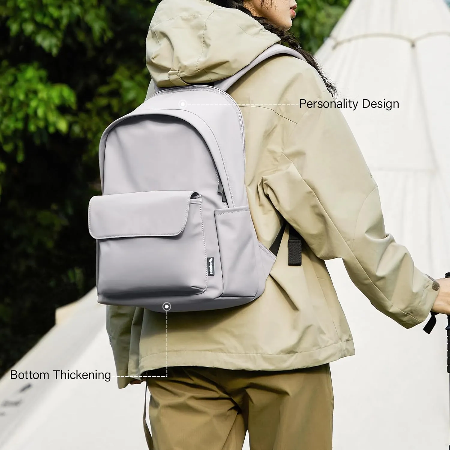 Hanke Casual Backpacks Travel Backpack for Women & Men, Lightweight Carry On Backpack for Work, Hiking wiht Unique Comfort Design (Off White)